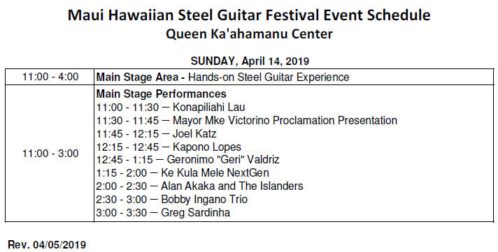 2019 Event Schedule - Queen Ka&lsquo;ahumanu Center
